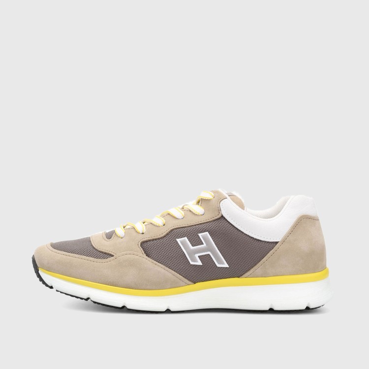 Shop Hogan Beige Suede And Technical Fabric Sneakers In Pink