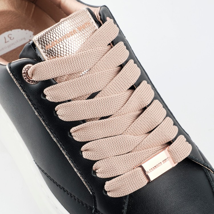 Shop Alexander Smith Black Vegan Sneakers With Pink Platinum Spur