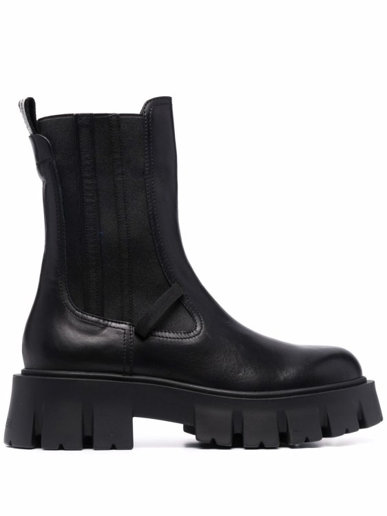 Premiata Combat Boots In Black Leather In Black