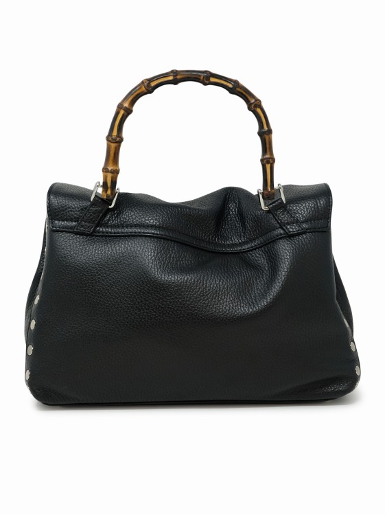 Shop Zanellato Black Postina Dailys Bamboo Leather Handbag