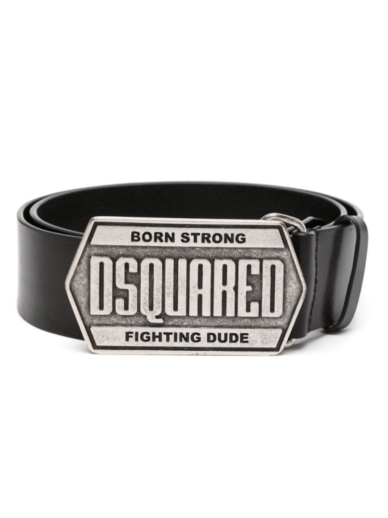Shop Dsquared2 Logo-plaque Leather Belt In Grey