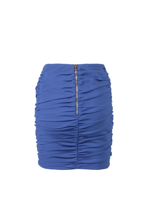 Shop Balmain Viscose Blend Draped Skirt In Blue