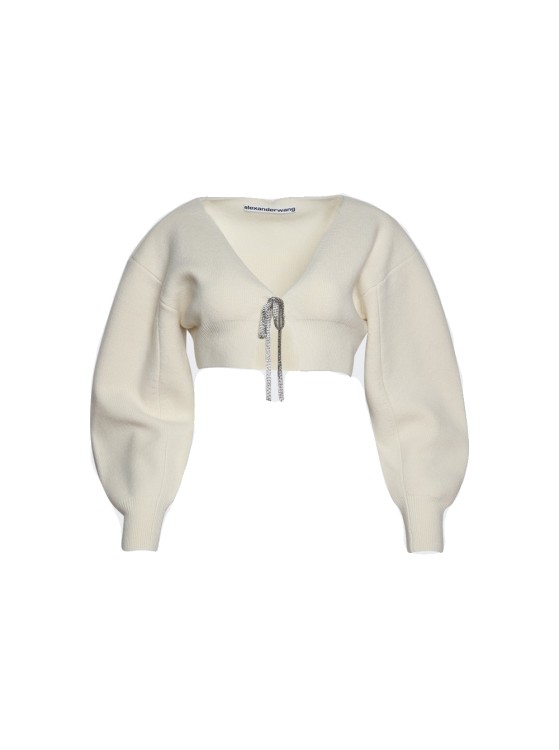 ALEXANDER WANG V-NECK CROPPED CARDIGAN WITH CRYSTAL TIE 1KC1233062