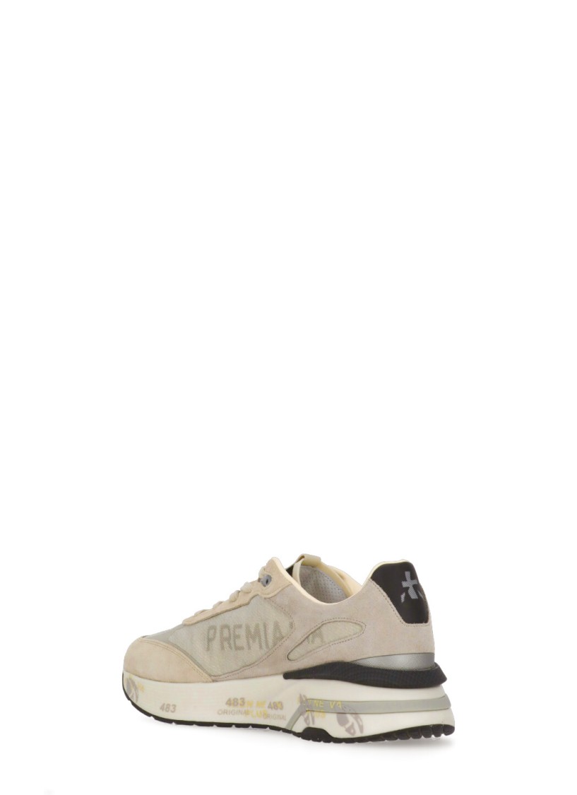 Shop Premiata Beige Round Toe Sneakers In Neutrals