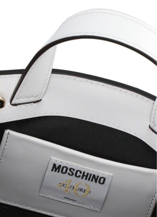 Shop Moschino Leather Shoulder Bag In White