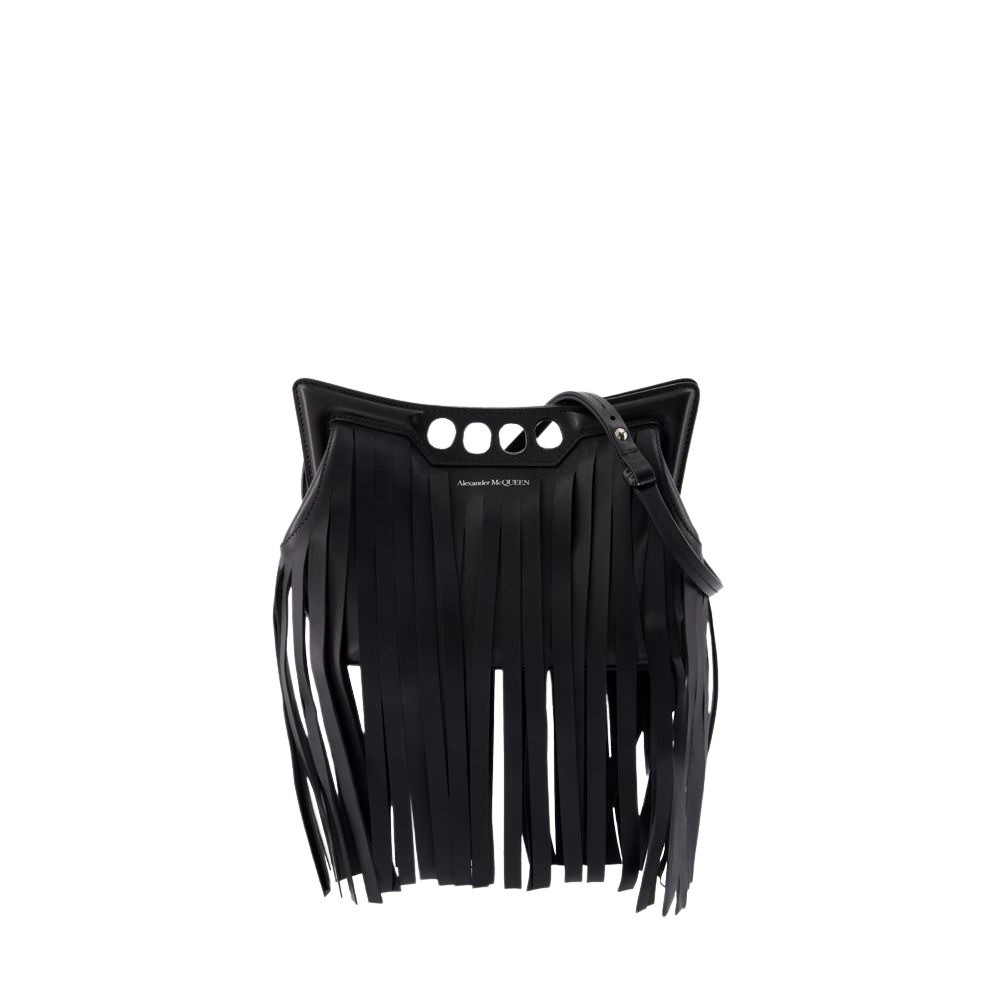 Alexander Mcqueen Stylish Mini Peak Fringed Crossbody Bag In Black