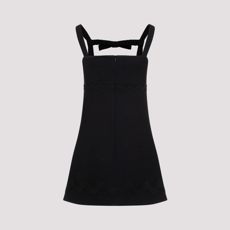 Shop Patou Contrasted Braid Bow Black Cotton Mini Dress