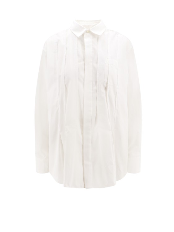Shop Sacai Oversize Shirt With Folds On The Front In White