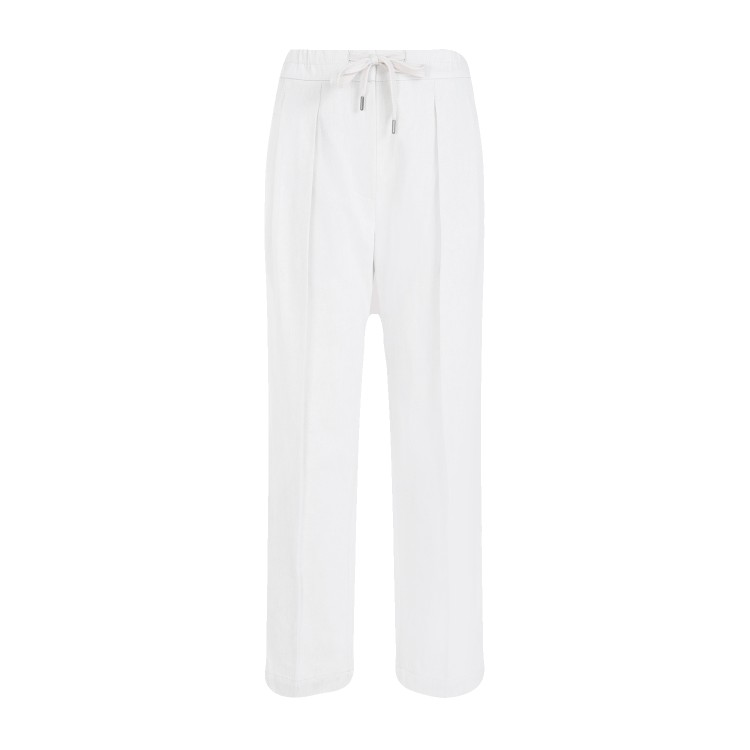 Shop Brunello Cucinelli White Cotton Linen Pants