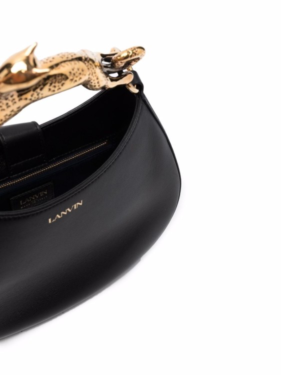Shop Lanvin Black Calf Leather / Brass Embellished-handle Tote Bag