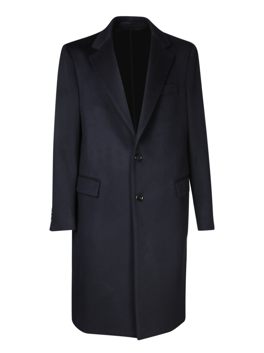 Lardini Classic Long Coat With Tailored Fit And Elegant Detailing In Blue