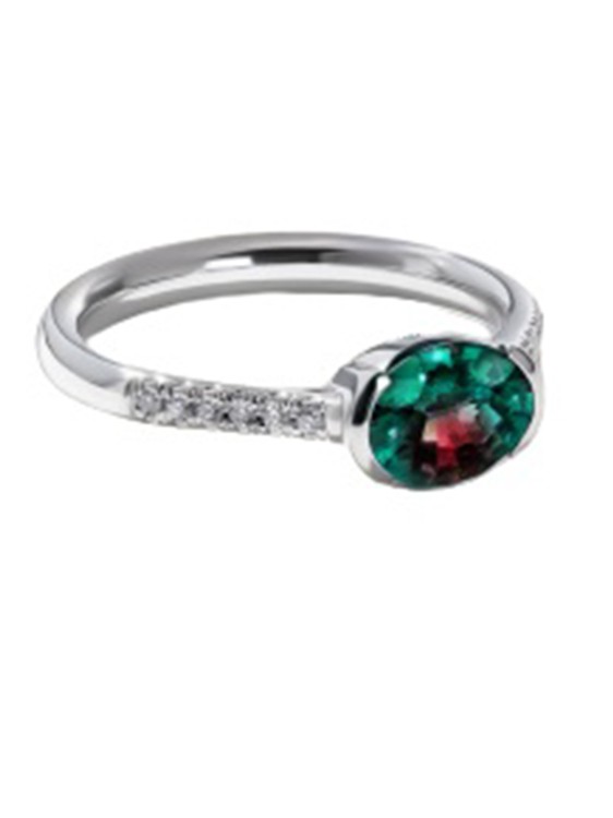 Mark Henry Jewelry East-west Alexandrite And Diamond Half Bezel Ring In Not Applicable
