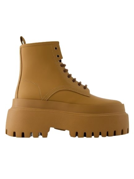 DOLCE & GABBANA LACE-UP BOOTS - LEATHER - CAMEL