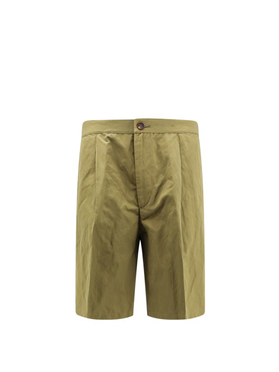 Shop Hevo Cotton And Metal Bermuda Shorts With Pinces In Yellow