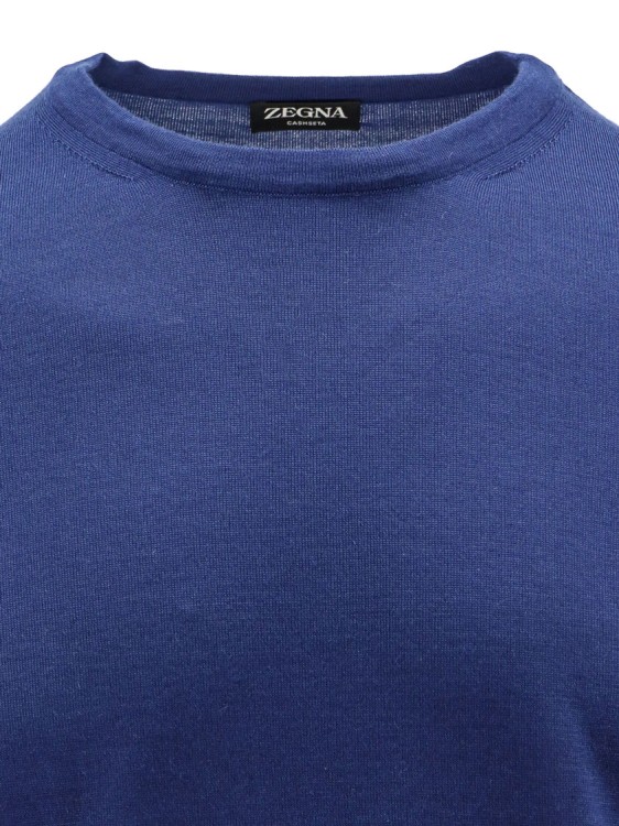 Shop Zegna Cashmere And Silk Blend Sweater In Blue