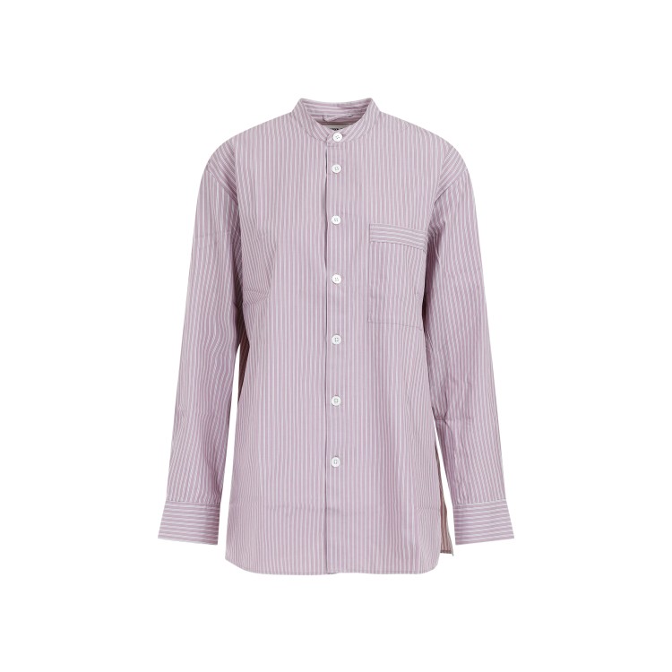 Birkenstock 1774 X Tekla Mauve Stripes Organic Cotton Sleeping Shirt In Purple