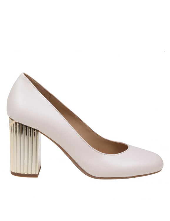 Shop Michael Kors Porter Pump In Cream Color Leather In White