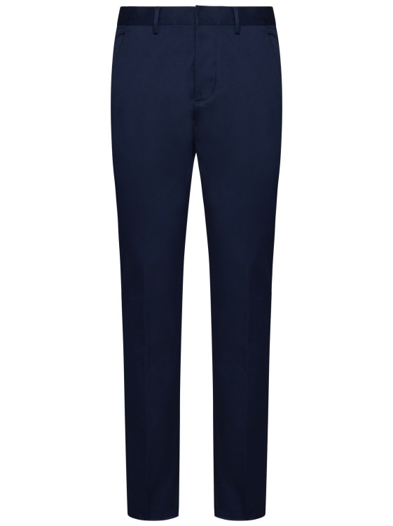 Shop Dsquared2 Navy Stretch Cotton Slim-fit Trousers In Blue