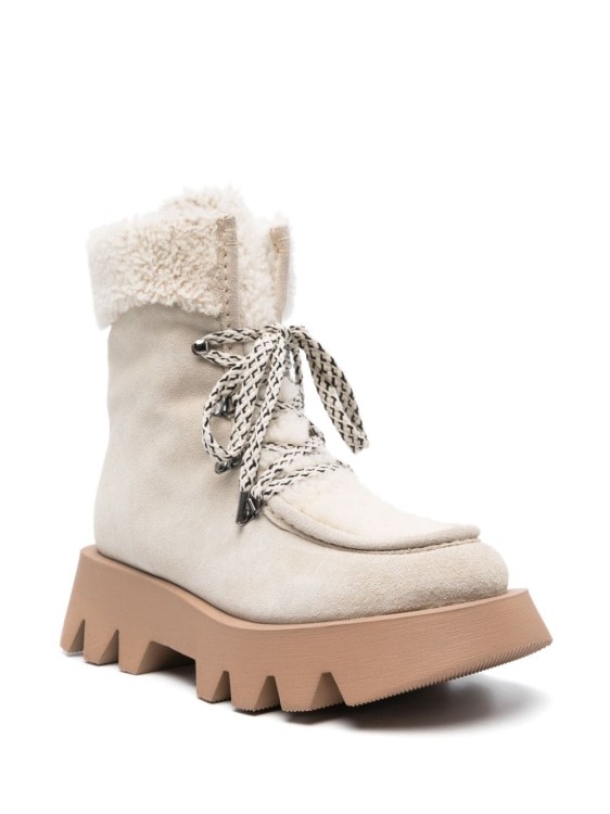 Shop Lorena Antoniazzi White Lace Up Boots In Neutrals