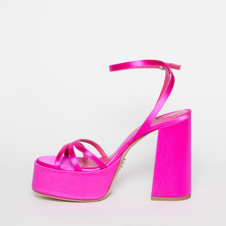 Shop Sergio Levantesi Vanilla Sandal In Fuchsia Satin In Pink