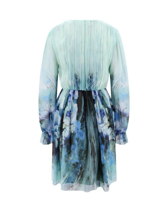 Shop Alberta Ferretti Multicolor Print Chiffon Dress In Blue