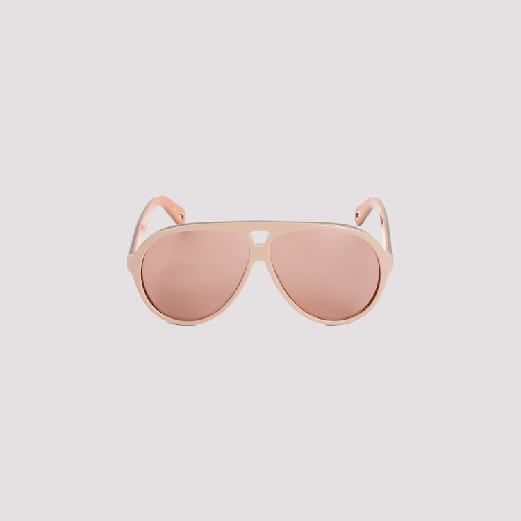 Shop Chloé Beige Jasper Shield Sunglasses In Pink