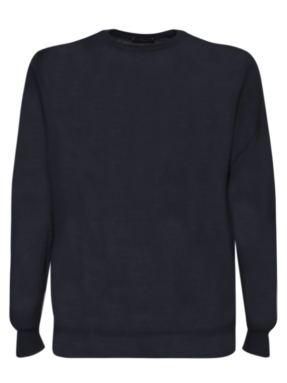 Shop Dell'oglio Long Sleeve Crew Neck Sweater In Blue