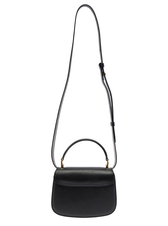 Shop Ami Alexandre Mattiussi Mini Black Crossbody Bag With Logo Plaque In Hammered Leather