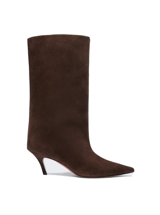 Amina Muaddi Fiona Suede Ankle Boots In Black