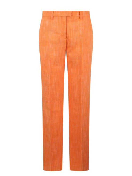 Etro Slub Fabric Trousers In Orange