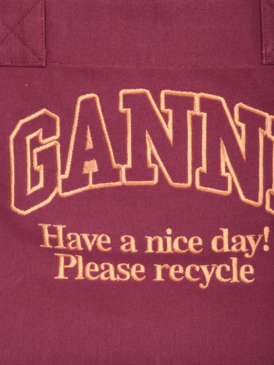 Shop Ganni Bordeaux Tote Bag In Burgundy