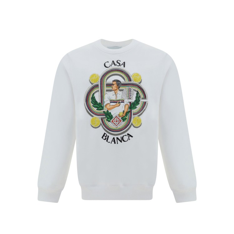 Shop Casablanca Cotton Logo Sweatshirt In White