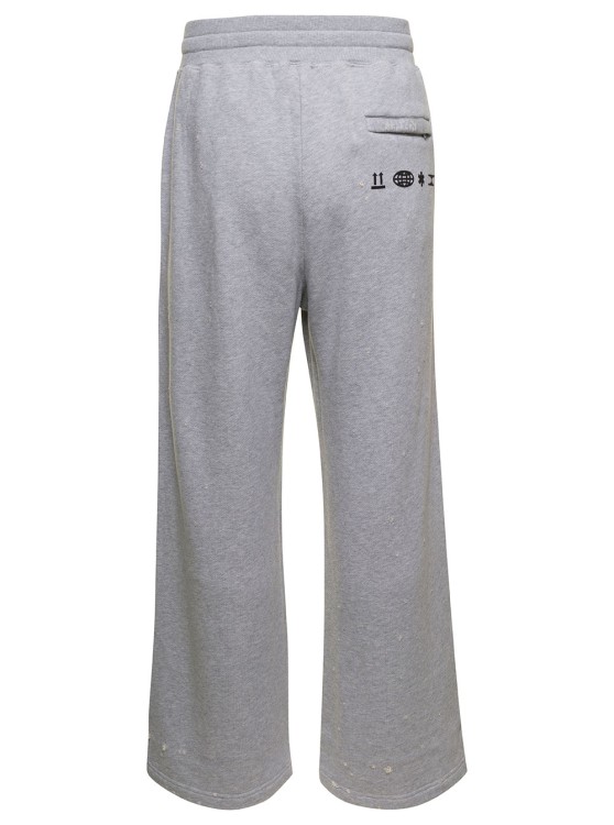 Shop Dolce & Gabbana Grey Jogger Pants With Drawstring And Logo Print In Cotton
