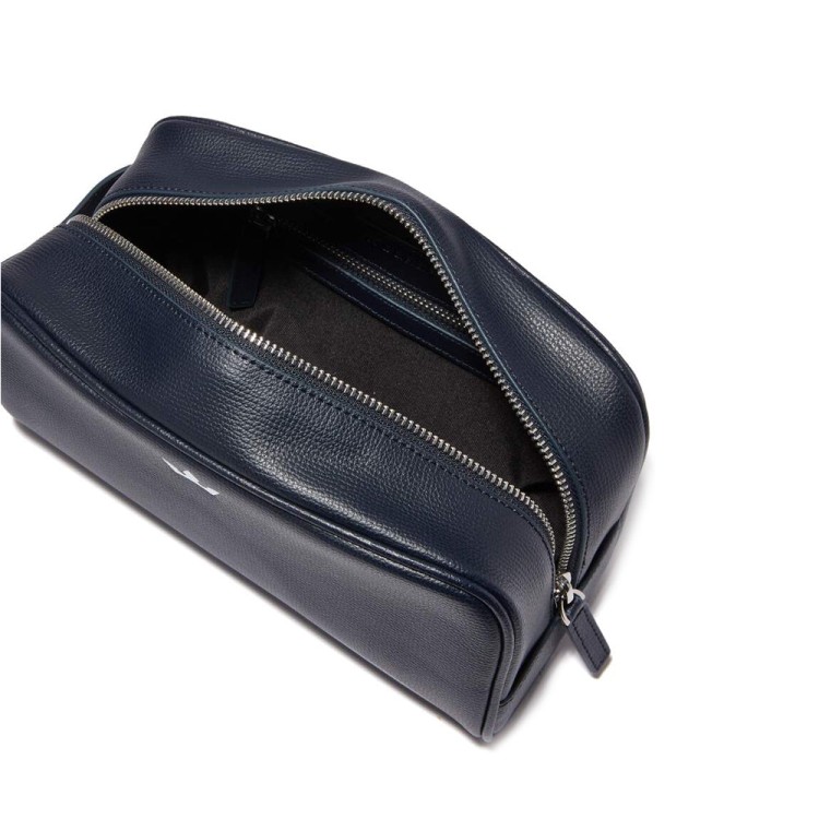 Shop Roderer Award Wash Bag - Italian Leather Navy Blue