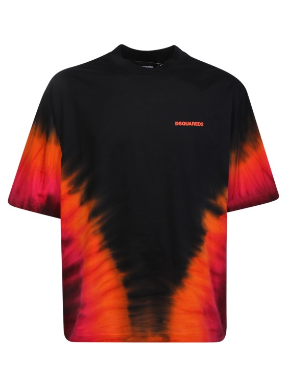 Dsquared2 D2 Flame Dropped Shoulder T-shirt In Black