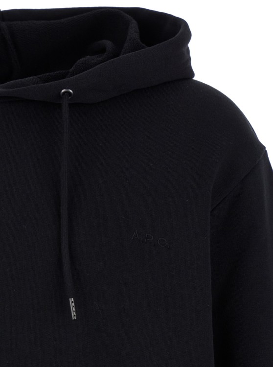 Apc Black Hoode With Tonal Logo Embroidery In Jersey Man In Black