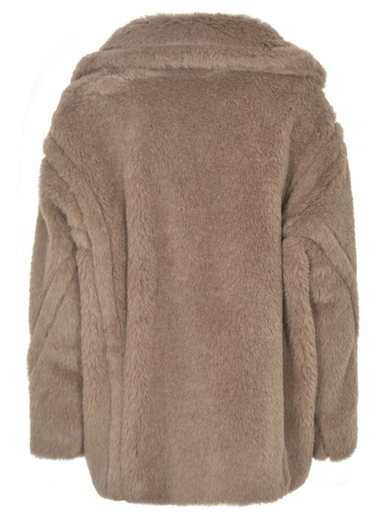 Shop Max Mara Sand Faux-fur Coat In Brown