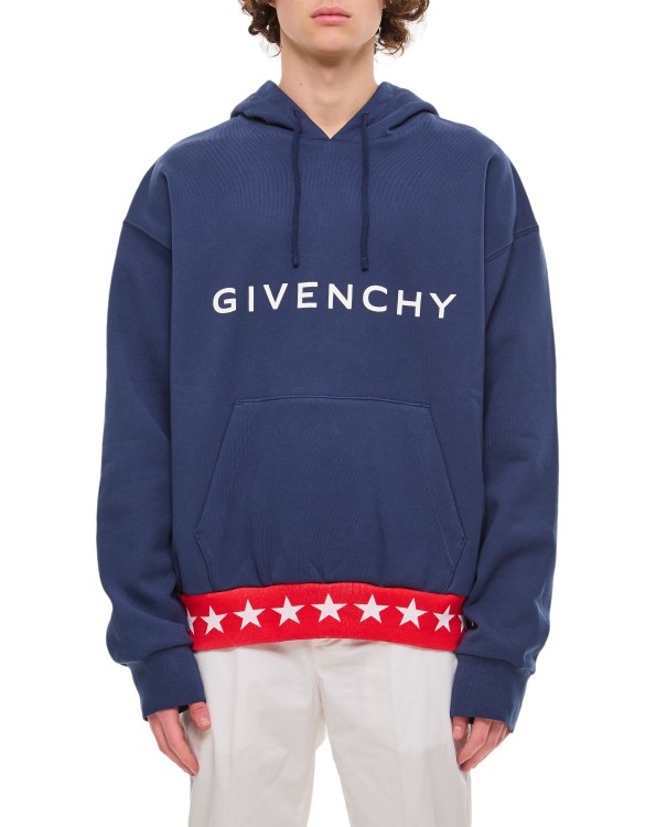 Shop Givenchy Boxy Fit Hoodie With Pocket Base In Blue