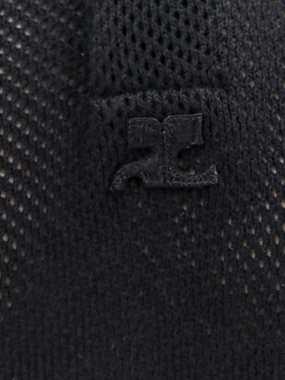 Shop Courrèges Mesh Polo Shirt In Black