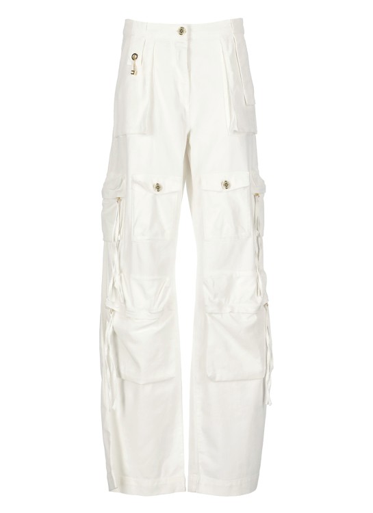 Shop Elisabetta Franchi Cargo Jeans In White