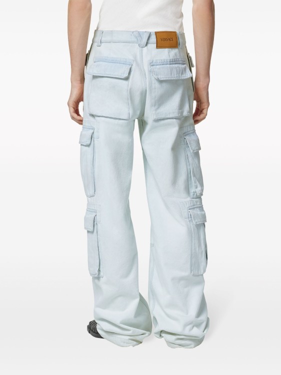 Shop Versace Blue Cargo Denim Pants