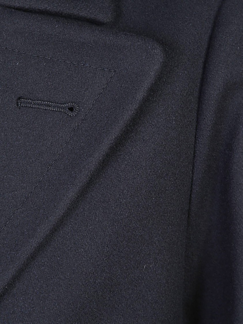 Boglioli Double-breasted Wool Blend Coat With Tailored Fit And Detailing In Black