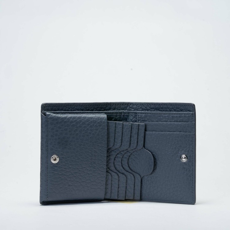 Shop Orciani Teal Martellata Leather Card Holder Wallet In Blue