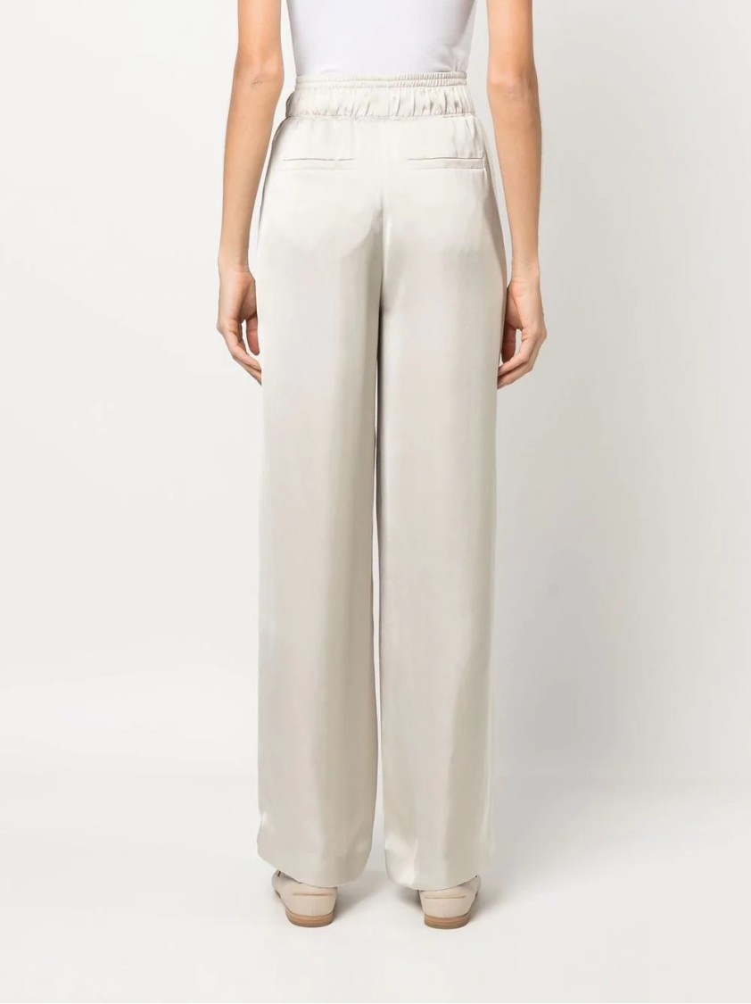 Brunello Cucinelli Elegant Wide-leg Trousers With Comfortable Elastic Waistband And Refined Finish In White