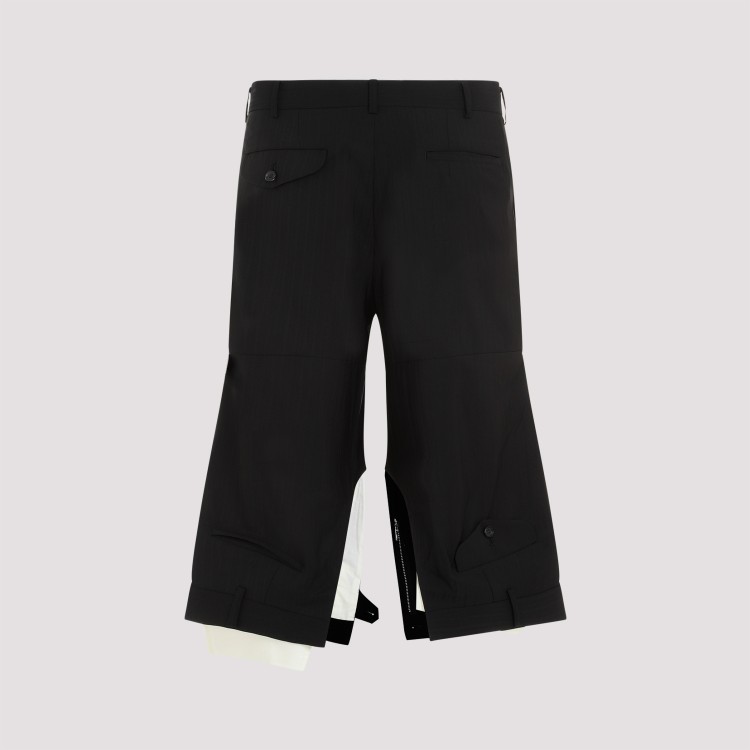 Shop Comme Des Garçons Wool Mirrored Design Pants In Black