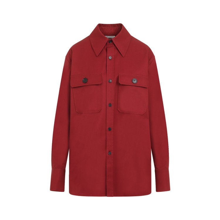Saint Laurent Cotton Twill Shirt In Red