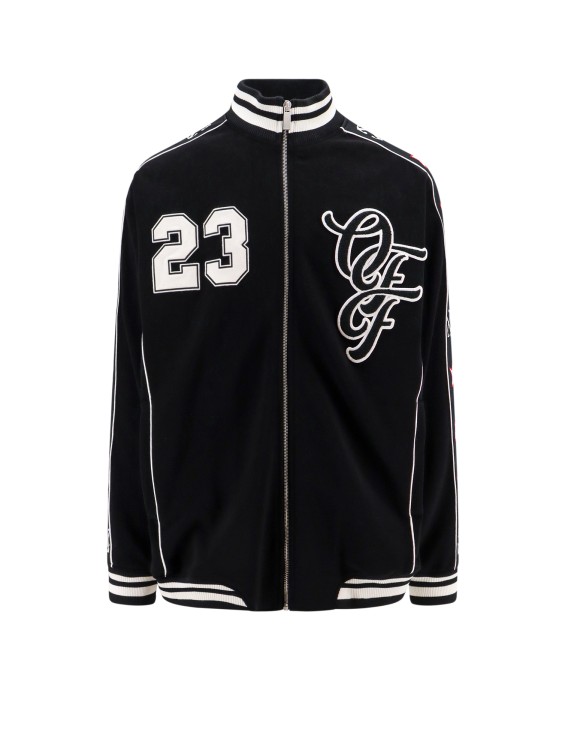 Shop Off-white Nylon Varsity Jacket With Frontal Logo Patch In Black