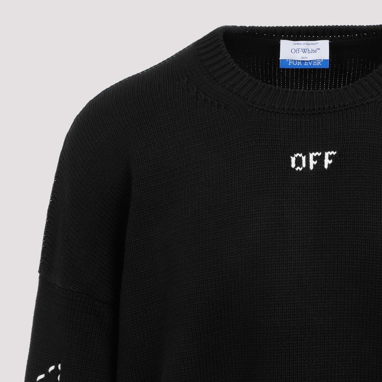 Off-white Regular Fit Jersey With Distinctive Logo And Textured Detailing In Black