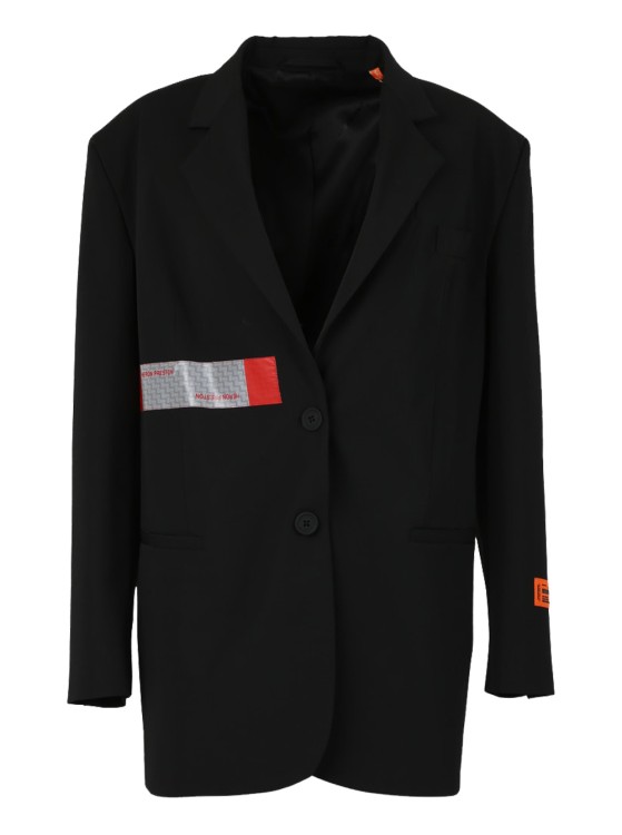 Heron Preston Logo Tape Tailored Viscose Blend Blazer In Black