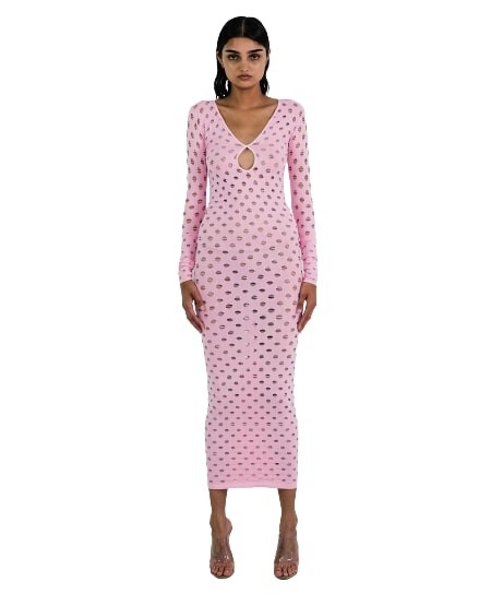 Maisie Wilen Perforated Gown In Pink